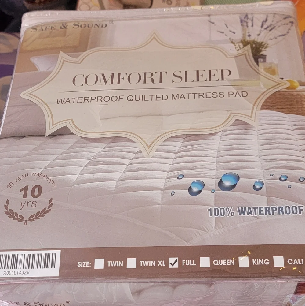 Safe And Sound Waterproof Quilted Mattress Pad - White